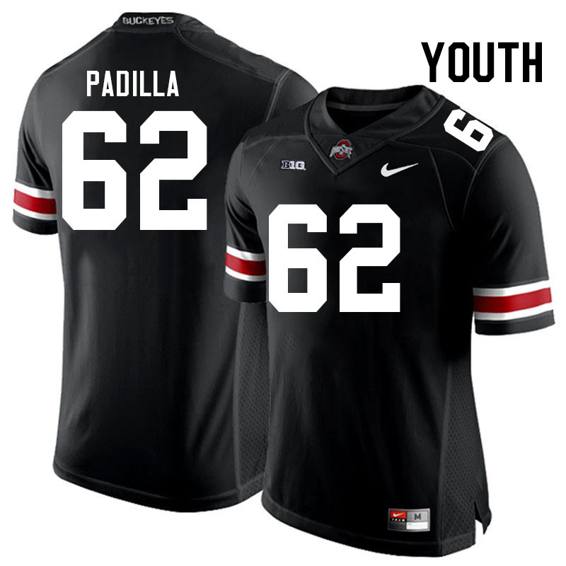 Ohio State Buckeyes Joshua Padilla Youth #62 Black Authentic Stitched College Football Jersey